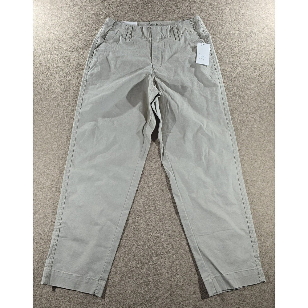 A New Day Khaki Chino Casual Trouser Straight Leg High Rise Pant Size 4